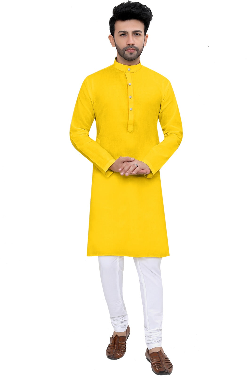 Cotton Kurta for Men - Yellow | KPSGSHAL36 | DesiQlo
