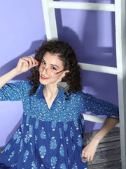 Blue Pure Cotton Tunic & Palazzos Ethnic Co-Ords-AHTUPZ-COMBO-703