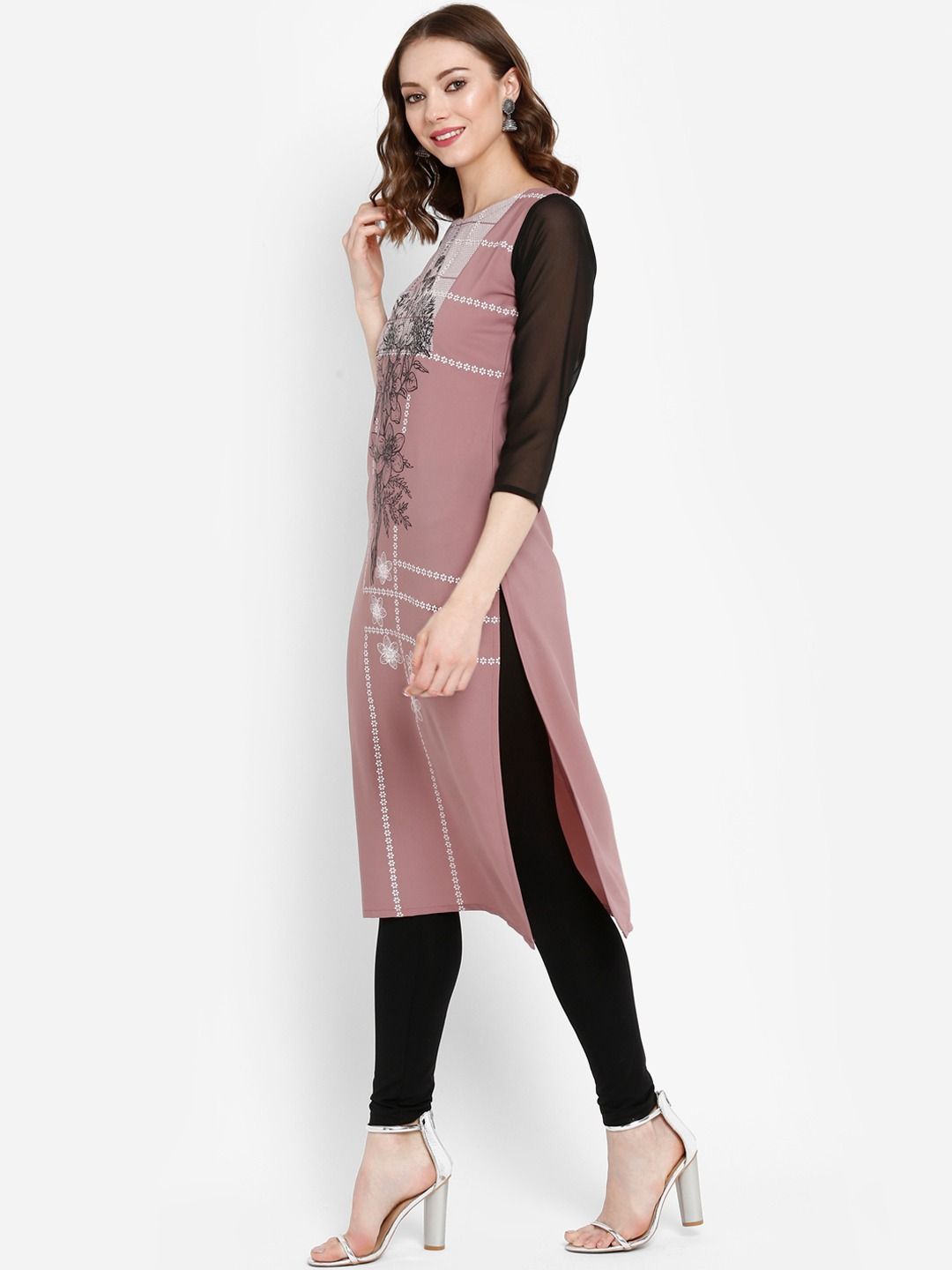 Mauve Printed Straight Indian Kurta for Ladies | Stylish Kurti