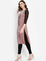 Mauve Printed Straight Kurta-ALKUCRPG-20037