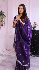 Organza Saree for Women - Purple | MLWSHSA8946PUP