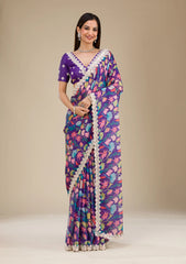 Georgette Saree for Women - Purple | MLWSHSA8951PUP