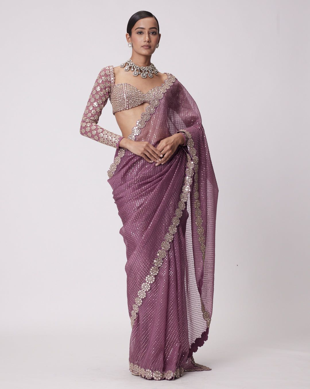 Georgette Saree for Women - Pink | MLWSHSA8952MVP