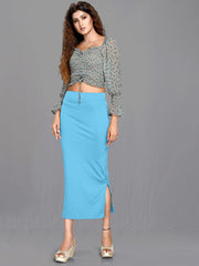 Women's Turquoise Blue Cotton Lycra High Rise Saree Shapewear-41-CO-TURQUOISE BLUE