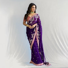 Georgette Saree for Women - Purple | MLWSHSA8955PUP