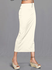 Women's Cream Cotton Lycra High Rise Saree Shapewear-42-CO-CREAM