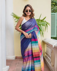Cotton Blend Saree for Women - Blue | MLWSHSA8964BLU
