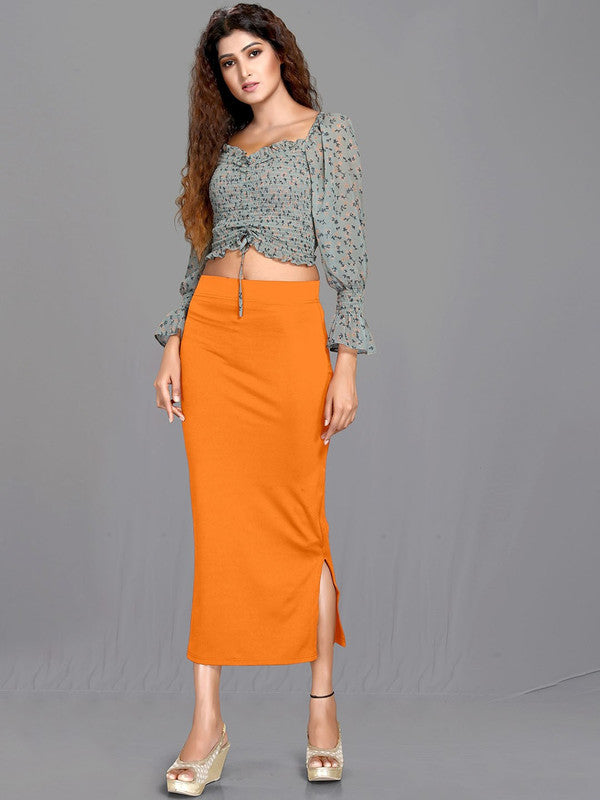 Orange Cotton Lycra High Rise Saree Shapewear