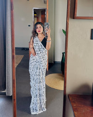 Linen Saree for Women - White | MLWSHSA8970WHT