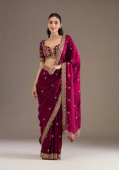 Satin Saree for Women - Maroon | MLWSHSA8973MRN