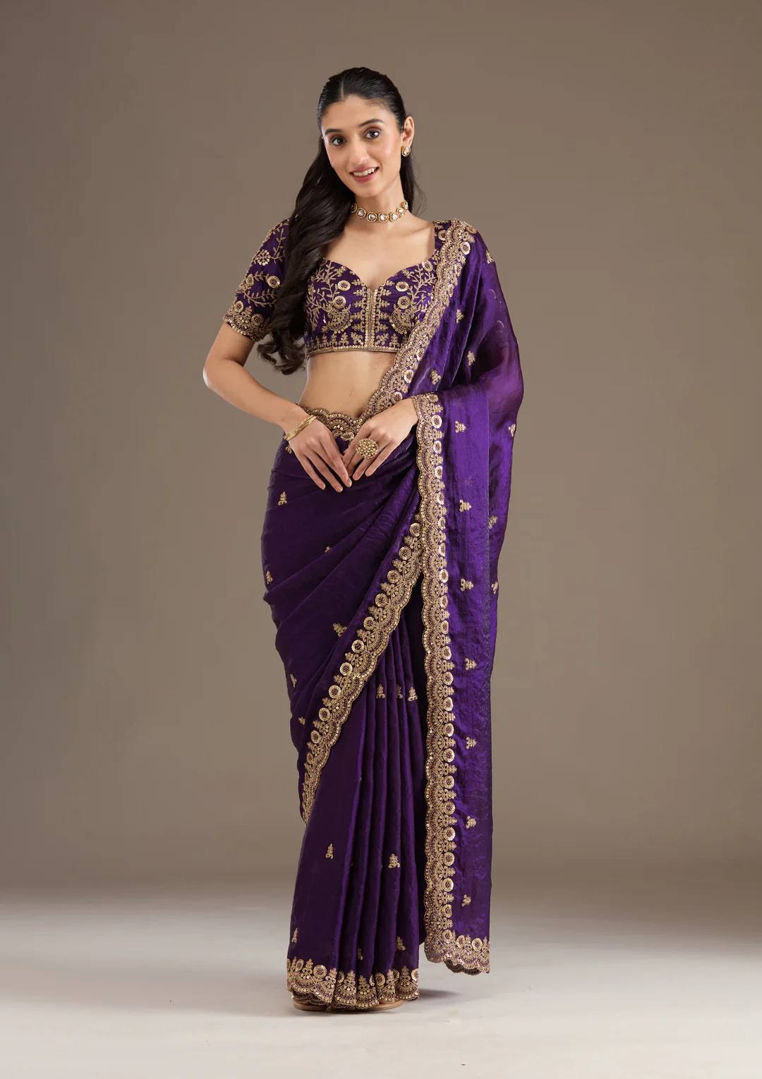 Satin Saree for Women - Purple | MLWSHSA8974PUP