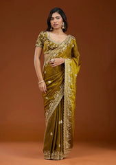 Satin Saree for Women - Mustard | MLWSHSA8978MUS