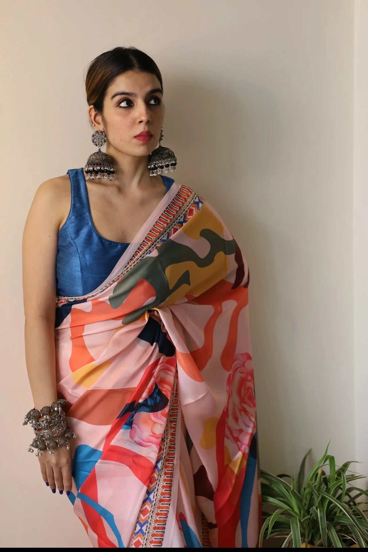 Women's Latest Digital Print, Floral Print, Striped, Paisely, Bollywood Satin, Silk Blend Saree-AVN-8090-TITLI