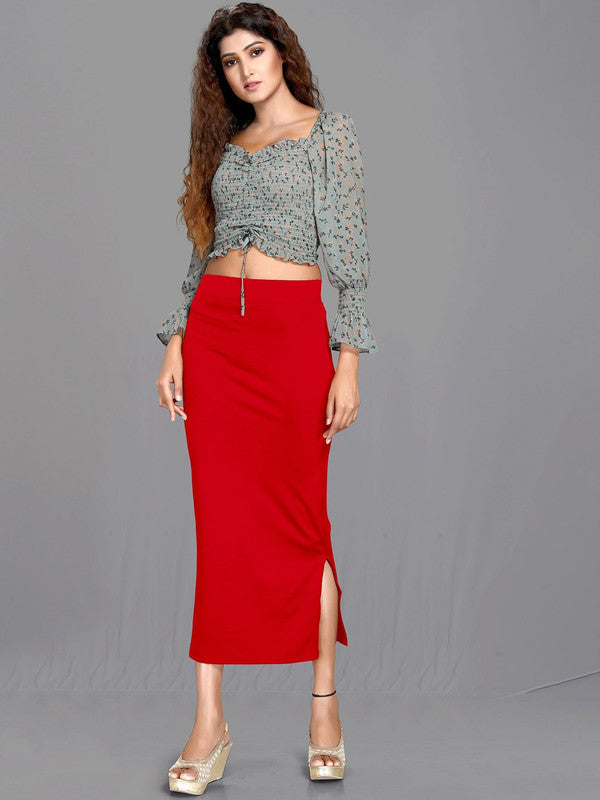 Red Cotton Lycra High Rise Saree Shapewear