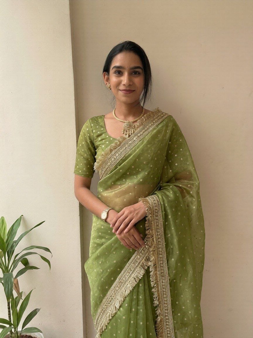 Silk Blend Saree for Women - Green | MLWSHSA8990GRN | DesiQlo