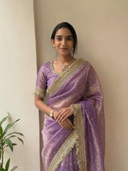 Silk Blend Saree for Women - Lilac | MLWSHSA8991LVR