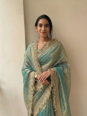 Silk Blend Saree for Women - Teal | MLWSHSA8994SAG