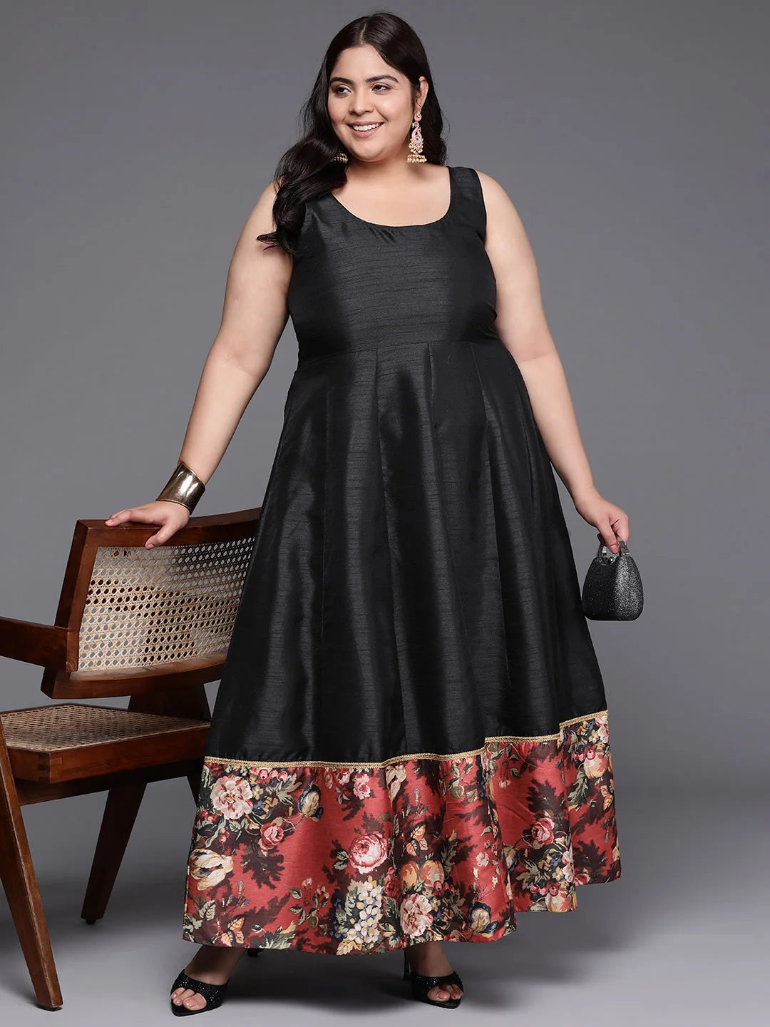 Floral Fit & Flare Maxi Dress | Plus Size Indian Dresses