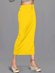 Women's Yellow Cotton Lycra High Rise Saree Shapewear-46-CO-YELLOW