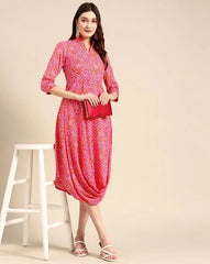 Front Cowl Midi Dress in Pink