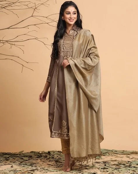 Brown Printed Rayon Kurta Set | Modern Indian Kurtis Online