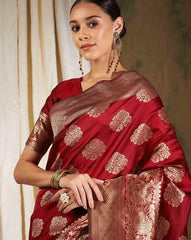 Womens Fashion Ethnic Red Color Sarees-MLSHWSA1073RED0ONE