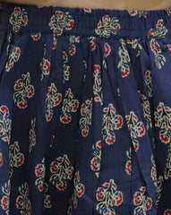 Girls Pure Cotton Printed Ruffle Top Lehenga with Dupatta- Blue