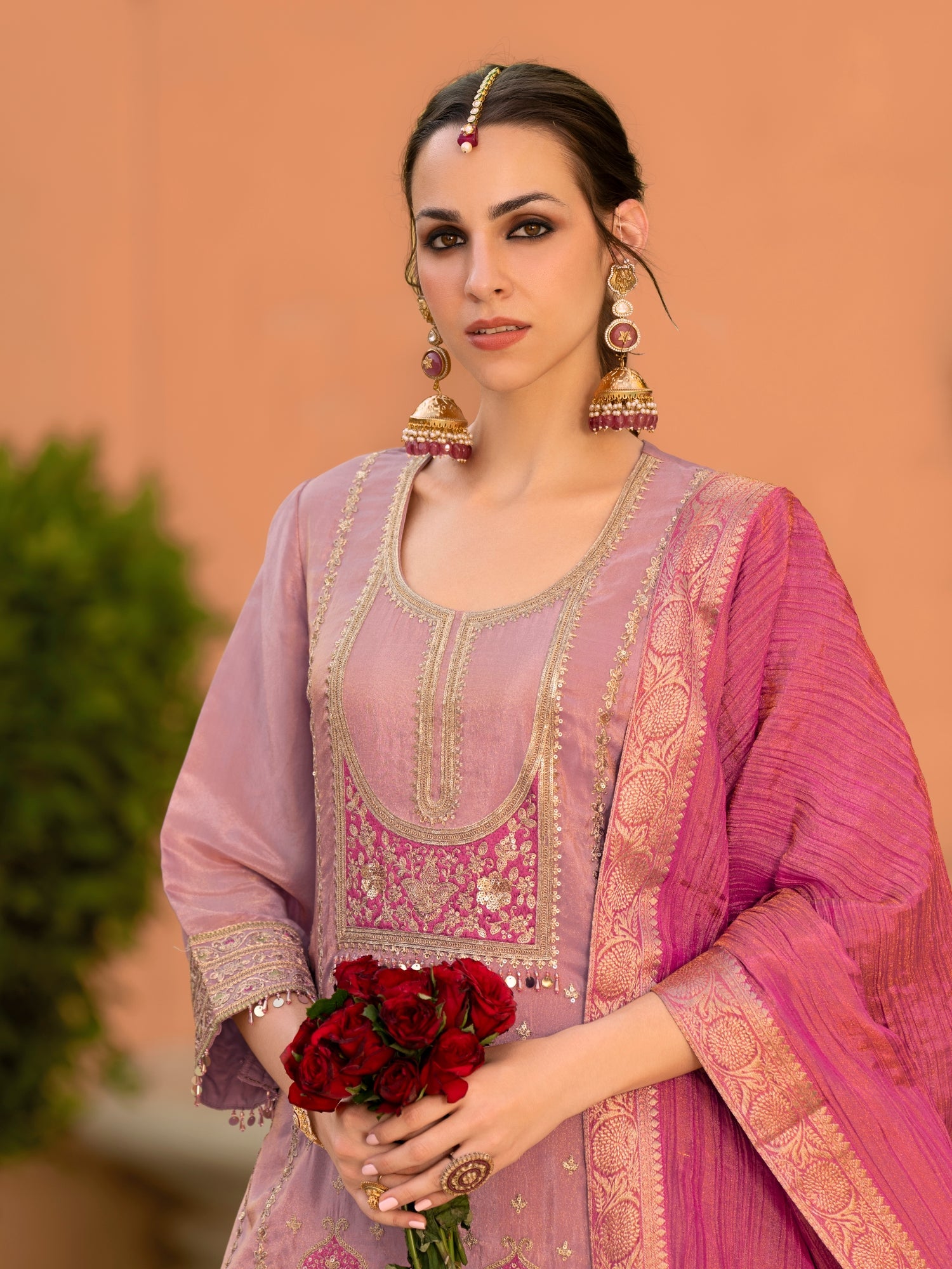 Viscose Shimmer Embroidered Sharara Set - Pack of 3 Designs | DesiQlo