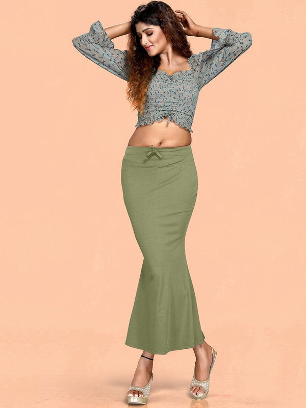 Olive Green Cotton Lycra High Rise Saree Shapewear
