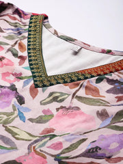 Floral Printed Velvet Kurta-AHKUVLDP-1146