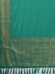 Women's Georgette Teal Blue Woven Design Designer Saree With Blouse Piece-4ALEKHA4003