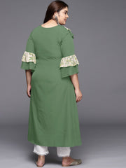 Women Polka Dot Printed Flared Sleeves A line Kurta-AP-AHKUCRFP-1129