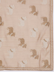 Off White Printed Chanderi Silk Kurta with Palazzos & Printed Dupatta-AHKUPZ-COMBO-814