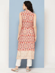 Beige & Maroon Printed Gotta Patti Kurta-AHKUVRDD-1078-DS