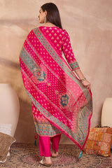 Pink Viscose Rayon Embroidered Kurta Trouser With Dupatta  HPKSKD2789