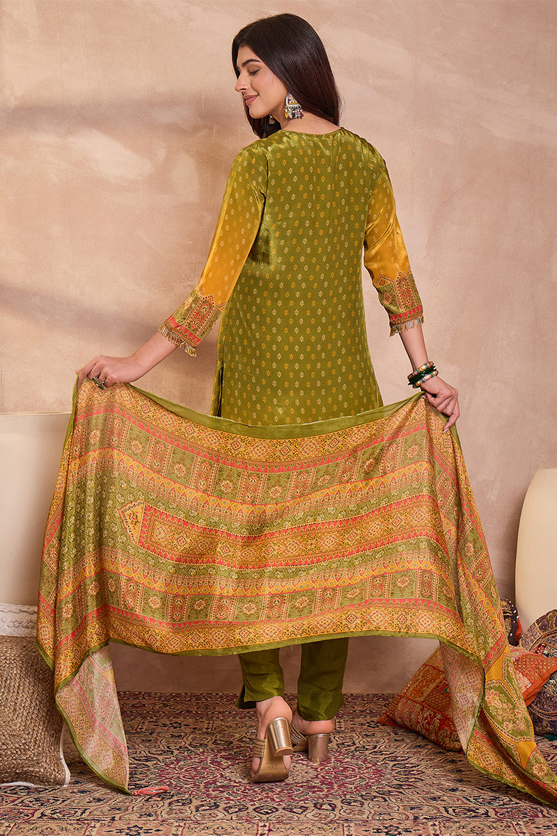 Pink Viscose Rayon Embroidered Kurta Trouser With Dupatta HPKSKD2786