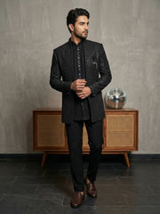 Men’s Premium Embroidered Indo-Western Set ( 50JIND 128Black S )