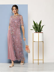 Mauve Floral Printed Waist Tie-Ups Jumpsuit-AHJSNTDP-39
