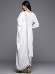 White Ethnic Motifs Embroidered Aari Work Pashmina Kurta with Salwar & With Dupatta-AHKUDUSL-COMBO-561-OA-EMB
