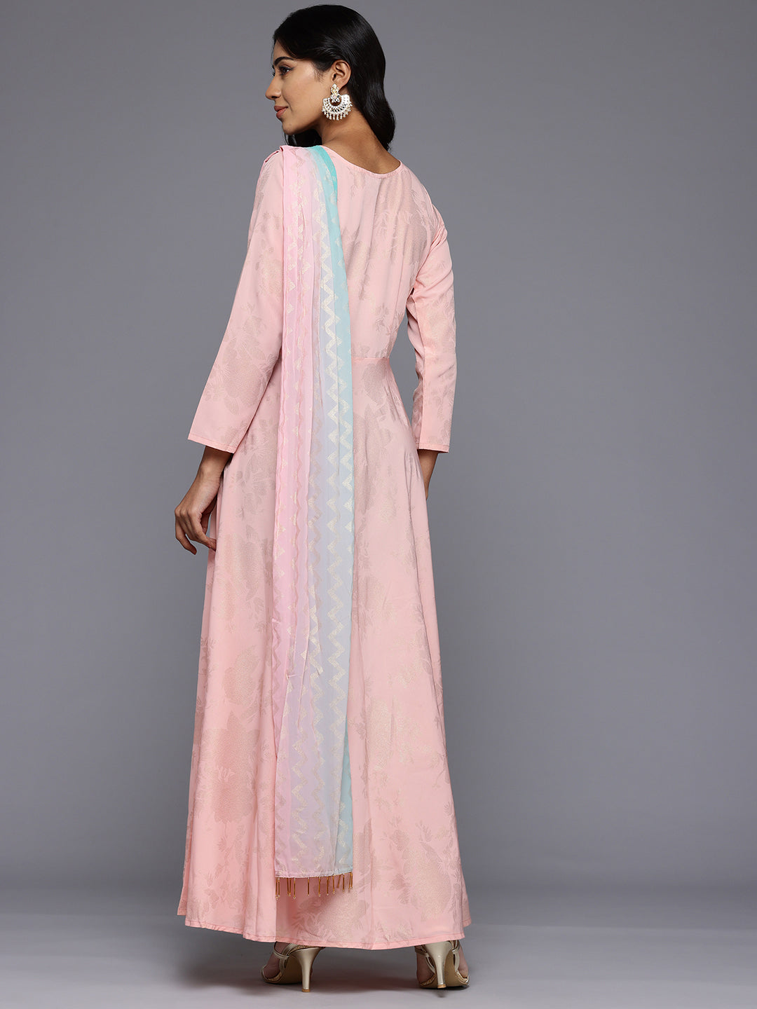 Floral Boat Neck Maxi Gown - Shop Indian Cotton Dresses