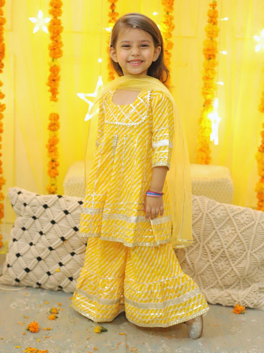 Pure Cotton Ethnic Suit Set for Girls - Yellow | BD23SU37YWA 1080