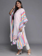 Pink & Yellow Printed Plus Size Kaftan Kurta-AP-AHKFCRDP-6060