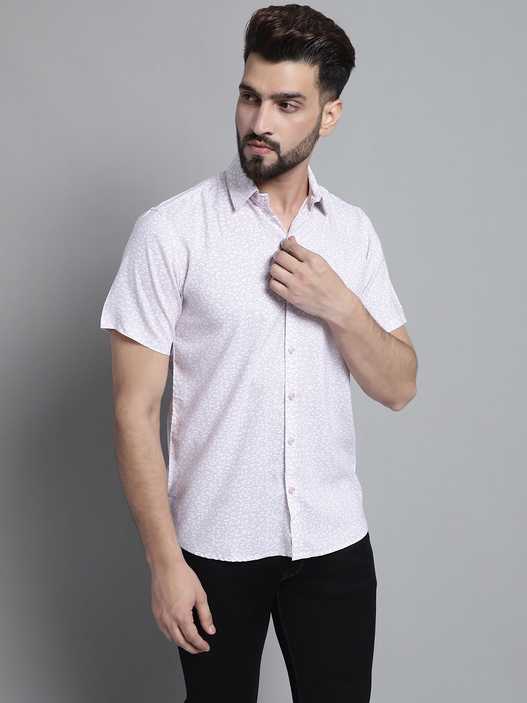 DesiQlo Men Printed Formal Shirt - Purple