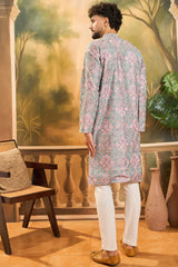 Mauve Viscose Rayon Abstract Embroidered Straight Kurta MKU1394
