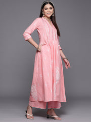 Pink Pure Cotton Printed Kurta Palazzo Set-AHKUPZ-COMBO-530