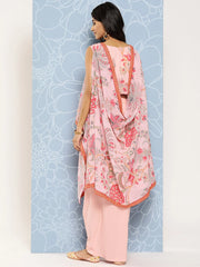 Pink Floral Printed Ethnic Co-Ords With Jacket-AHBLSKJK-COMBO-749-ICH