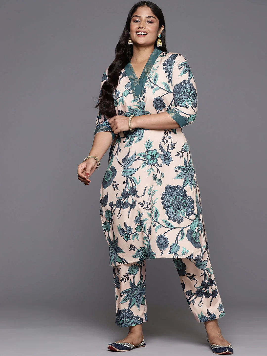 Floral Plus Size Kurta Set | Women's Indian Kurta Sets