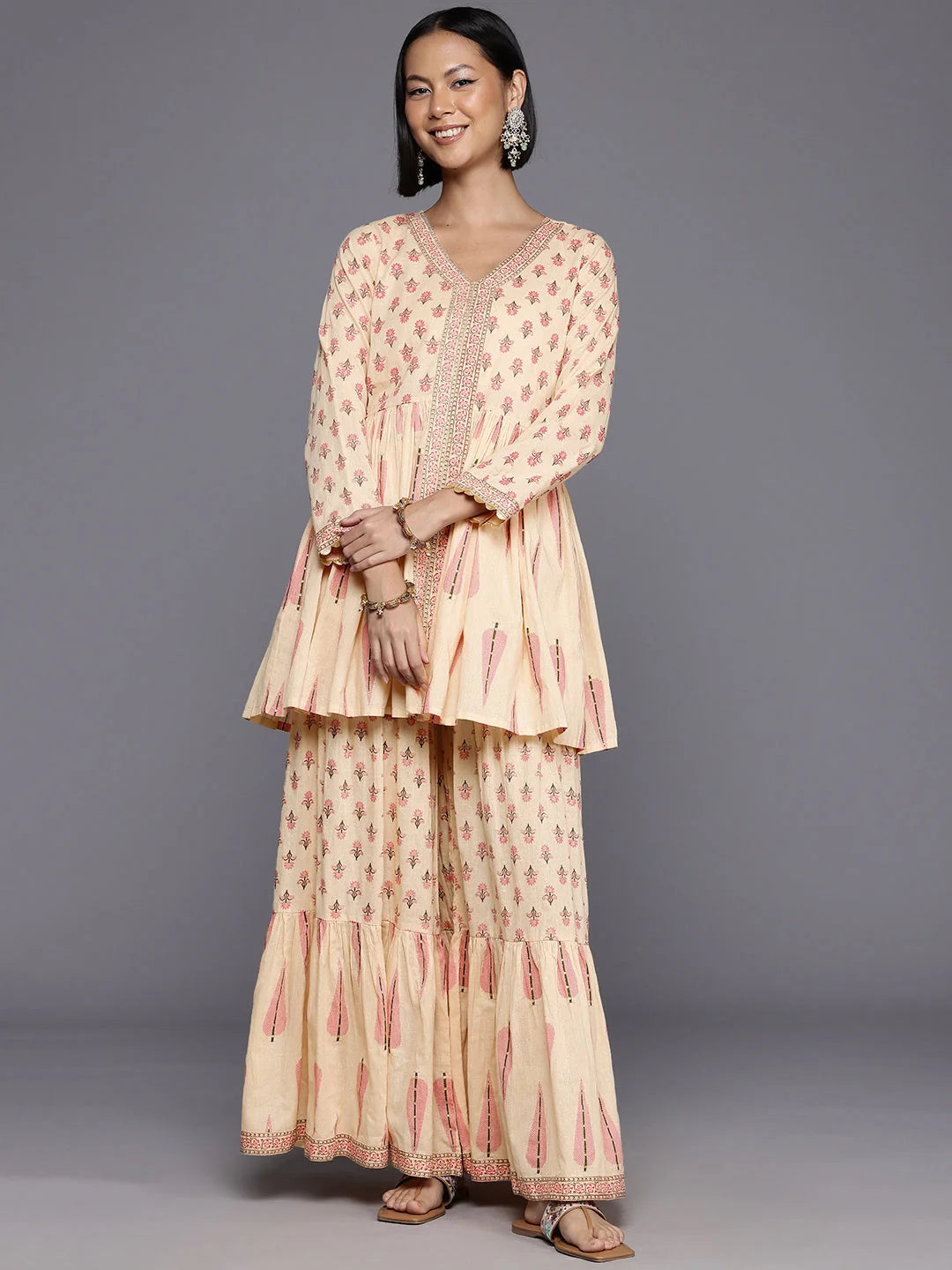 Ethnic Kurti Sharara Set - Women's Two Piece Sets Online Shop