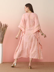 Printed Flared Sleeves Floral Kaftan Kurta-AHKFCRFP-6076