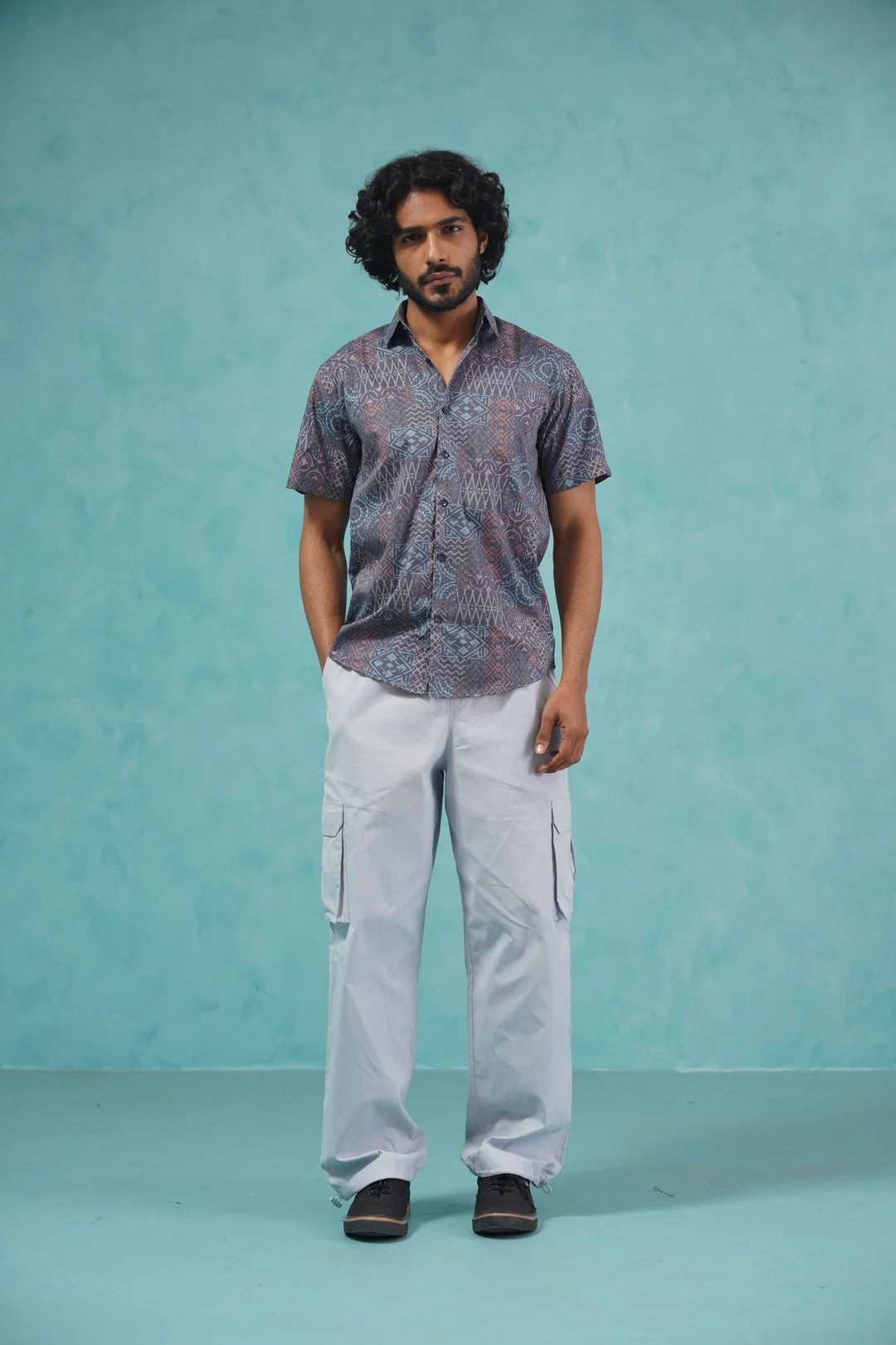 Grey Printed Shirt | Cotton Mens Beach & Casual Shirts